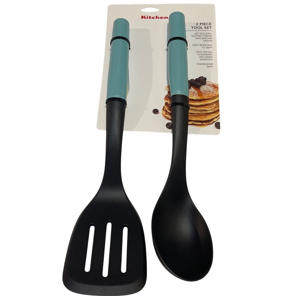 KITCHENAID  Aqua Tool Set,  SLOTTED‎ TURNER & BASTING SPOON KQ360OHAQA NEW!
